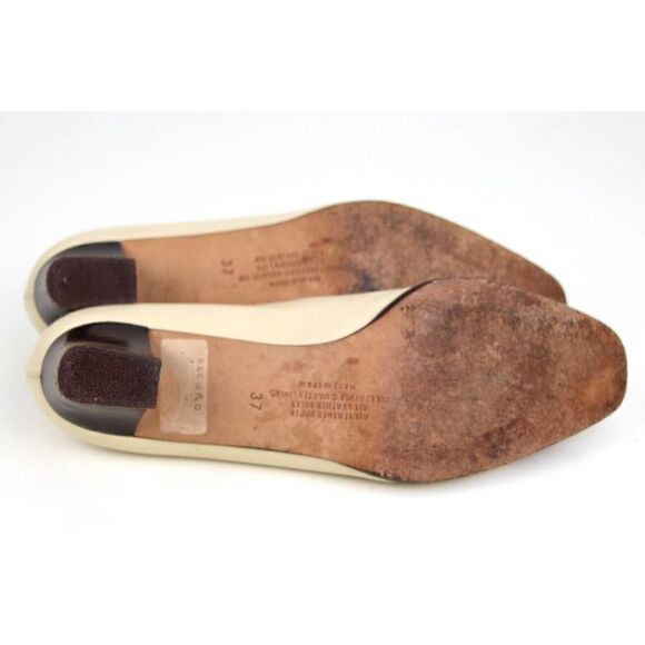 Pedro Garcia Spain BEIGE BROWN GENUINE LEATHER MID HEEL CLASSIC SHOES Sz 7/37 - Picture 8 of 10